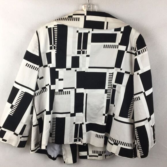Sandro Black & White Graphic Print Button Up Pea Coat L NEW - Picture 5 of 10